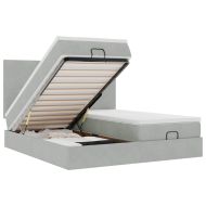 Османска легло с матраци и LED, светлосиво, 200x200 см, кадифе