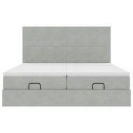 Османска легло с матраци и LED, светлосиво, 200x200 см, кадифе