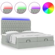 Османска легло с матраци и LED, светлосиво, 200x200 см, кадифе