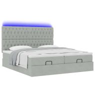 Османска легло с матраци и LED, светлосиво, 200x200 см, кадифе