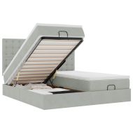 Османска легло с матраци и LED, светлосиво, 200x200 см, кадифе