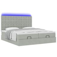 Османска легло с матраци и LED, светлосиво, 200x200 см, кадифе
