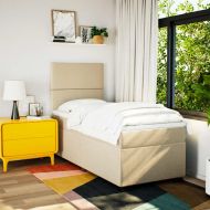 Боксспринг легло с матрак, кремава, 80x200 см, плат