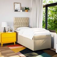 Боксспринг легло с матрак, кремава, 80x200 см, плат