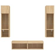 ТВ стенни модули с LED, 6 части, сонома дъб, инженерно дърво