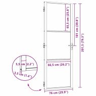 Стъклена врата Черно 76 x 3,5 x 201,5 см Алуминий
