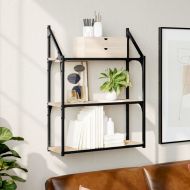 Стенен рафт на 3 нива сонома дъб 60x21x78,5 см инженерно дърво