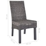 Трапезни столове, 4 бр, кафяви, кубу ратан и мангова дървесина