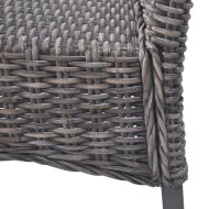 Трапезни столове, 2 бр, кафяви, кубу ратан и Махагонова дървесина