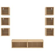 ТВ стенни модули с LED, 8 части, сонома дъб, инженерно дърво