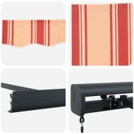 Прибираща се тента жълто и бяло 3,5x2,5 м плат и алуминий