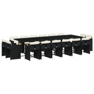 Градински комплект с възглавници 17 части полиратан черен