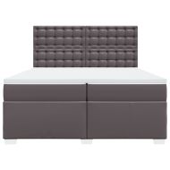 Боксспринг легло с матрак, сиво, 200x200 см, изкуствена кожа