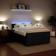 Боксспринг легло с матрак, черно, 140x200 см, кадифе