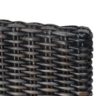 Трапезни столове, 2 бр, черни, кубу ратан и Махагонова дървесина