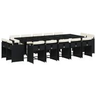 Градински комплект с възглавници 15 части полиратан черен