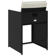 Градински столове с възглавници, 4 бр, черен, полиратан