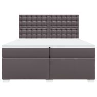 Боксспринг легло с матрак, сиво, 200x200 см, изкуствена кожа