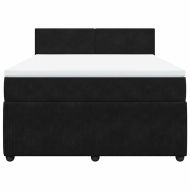 Боксспринг легло с матрак, черно, 140x200 см, кадифе