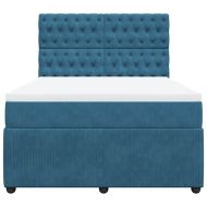 Боксспринг легло с матрак, синьо, 160x200 см, кадифе