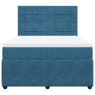 Боксспринг легло с матрак, тъмносиньо, 160x200 см, кадифе