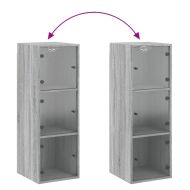 Стенен шкаф със стъклени врати, сив сонома, 35x37x100 см