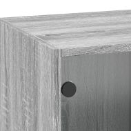 Стенен шкаф със стъклени врати, сив сонома, 35x37x100 см