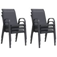 Стифиращи градински столове, 6 бр, сиви, тъкан textilene