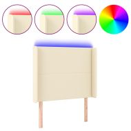 LED горна табла за легло, кремава, 83x16x118/128 см