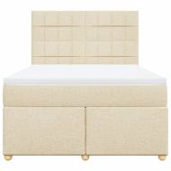 Боксспринг легло с матрак, кремава, 160x200 см, плат