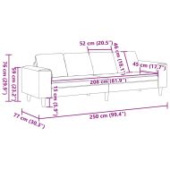 Диван с възглавница Тъмен сив 250 x 77 x 76 см Кордюрова тъкан
