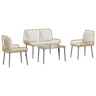 Комплект градинска мебел 4 pcs Черен и кремав полиратан