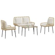 Комплект градинска мебел 4 pcs Черен и кремав полиратан