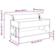 Кафе маса, сив сонома, 100x50x50 см, инженерно дърво и метал