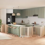 Сгъваема преграда за кучета с врата 12 панела 960 см топола