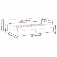 Ъглова рамка за легло Светлосиво 100 x 200 cm текстил