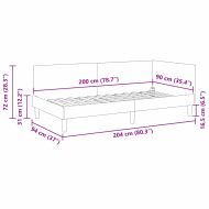 Ъглова рамка за легло Тъмен сив 90 см x 200 см Тъкан и шперплат