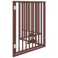 Кучешка порта с врата, сгъваема, 4 панела, кафява, 320 см, тополово дърво