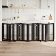 Сгъваема преграда за куче с врата 6 панела черна 300 см топола