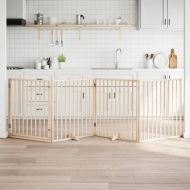 Сгъваема преграда за кучета с врата 4 панела 320 см топола