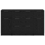 Служебен шкаф с чекмедже 3 pcs Черния дъб Инженерно дърво