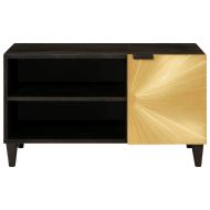 ТВ шкаф Черен и златен 80 x 33 x 46 см Инженерна дървесина