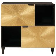 Страничен шкаф с рафт с врата Черен и златен 80 x 33,5 x 75 см