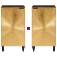 Страничен шкаф с рафт с врата Черен и златен 80 x 33,5 x 75 см