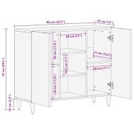 Страничен шкаф с рафт с врата Черен и златен 90 x 33,5 x 75 см