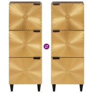 Страничен шкаф с чекмедже Черен и златен 40 x 33,5 x 110 см