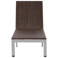 Шезлонг с колелца, полиратан, кафяв