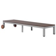 Шезлонг с колелца, полиратан, кафяв