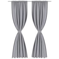 130376 2 pcs Grey Slot-Headed Blackout Curtains 135 x 245 cm