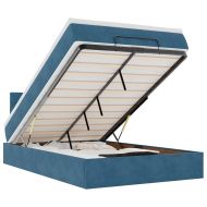 Османска легло с матрак и LED, тъмносиньо, 120x200 см, кадифе